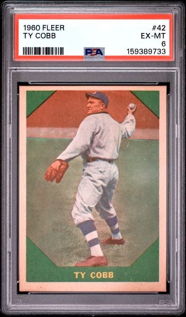 Graded 1960 Fleer Ty Cobb #42 Baseball Card PSA 6 EX-MT