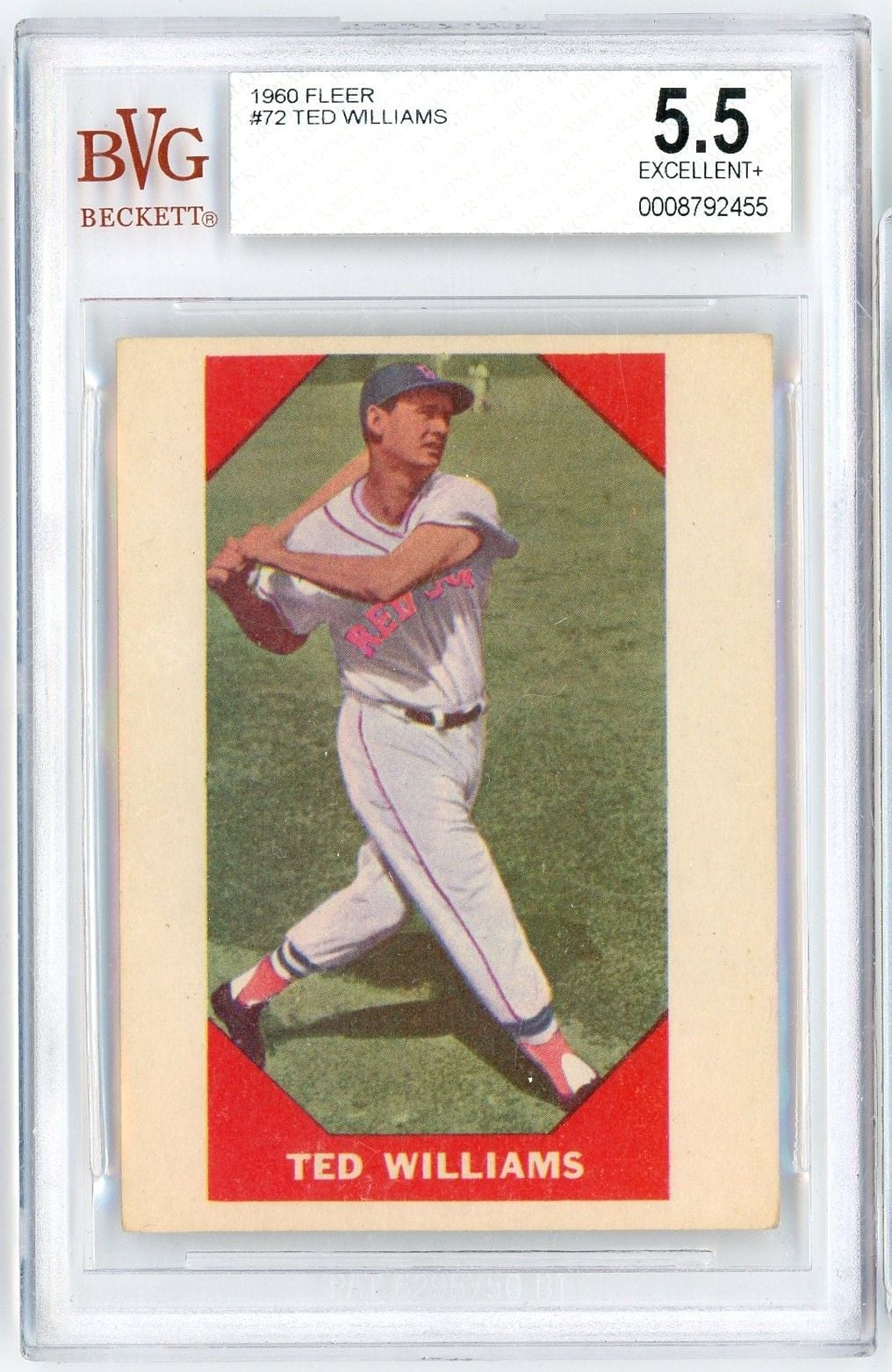 Graded 1960 Fleer Ted Williams #72 Baseball Card BGS 5.5 Excellent