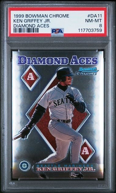 Graded 1999 Bowman Chrome Ken Griffey Jr. #DA11 Diamond Aces Baseball Card PSA 8 NM-MT