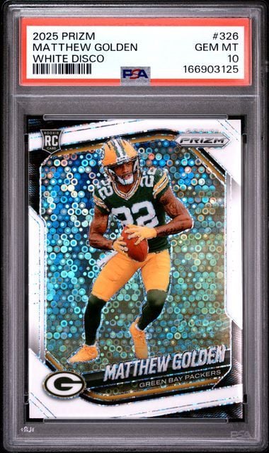 Graded 2025 Panini Prizm Matthew Golden #326 White Disco Rookie RC Football Card PSA 10 Gem Mint