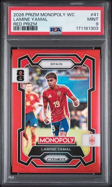 Graded 2026 Panini Prizm Monopoly World Cup Lamine Yamal #41 Red Prizm Soccer Card PSA 9 Mint