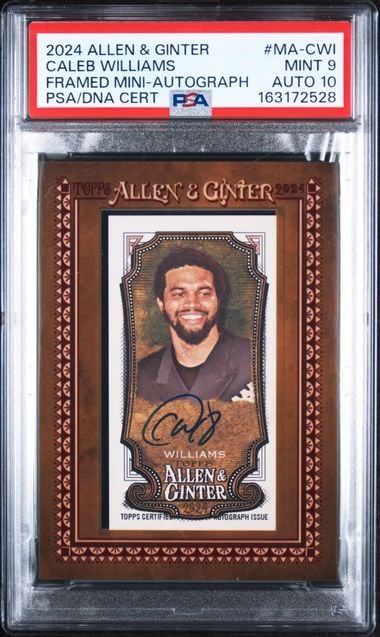 Graded 2024 Topps Allen & Ginter Football Caleb Williams #MA-CWI Framed Mini Autograph Rookie RC Football Card PSA 10 Auto Gem Mint