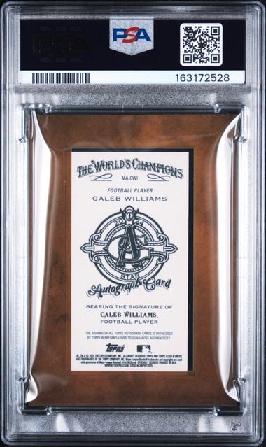 Graded 2024 Topps Allen & Ginter Football Caleb Williams #MA-CWI Framed Mini Autograph Rookie RC Football Card PSA 10 Auto Gem Mint
