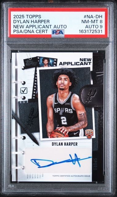 Graded 2025 Topps Dylan Harper #NA-DH New Applicant Auto Rookie RC Basketball Card PSA 9 Mint