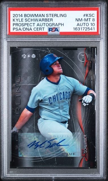 Graded 2014 Bowman Sterling Kyle Schwarber #KSC Prospect Autograph Rookie RC Baseball Card PSA 10 Auto Gem Mint