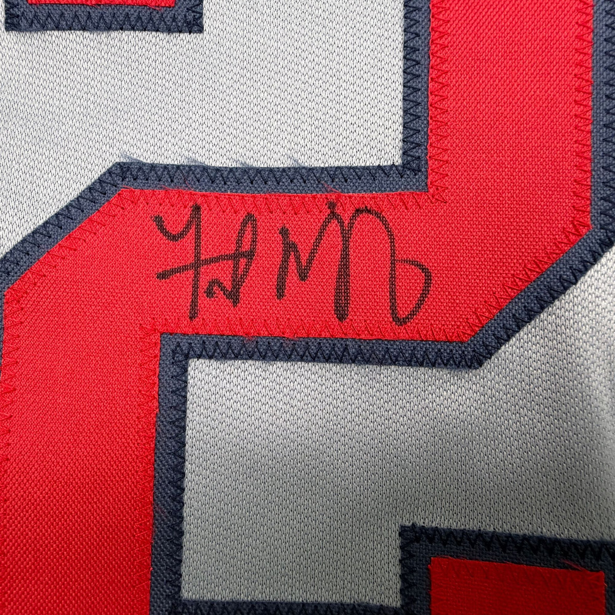 Autographed/Signed Fred McGriff Atlanta Grey Baseball Jersey Beckett BAS COA