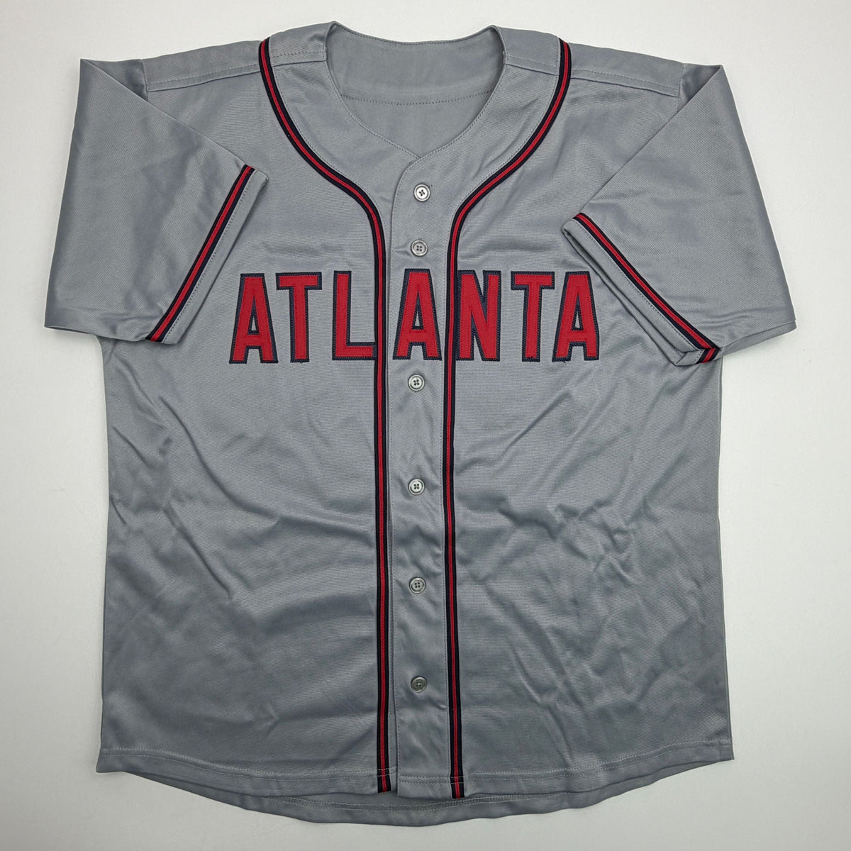 Autographed/Signed Fred McGriff Atlanta Grey Baseball Jersey Beckett BAS COA