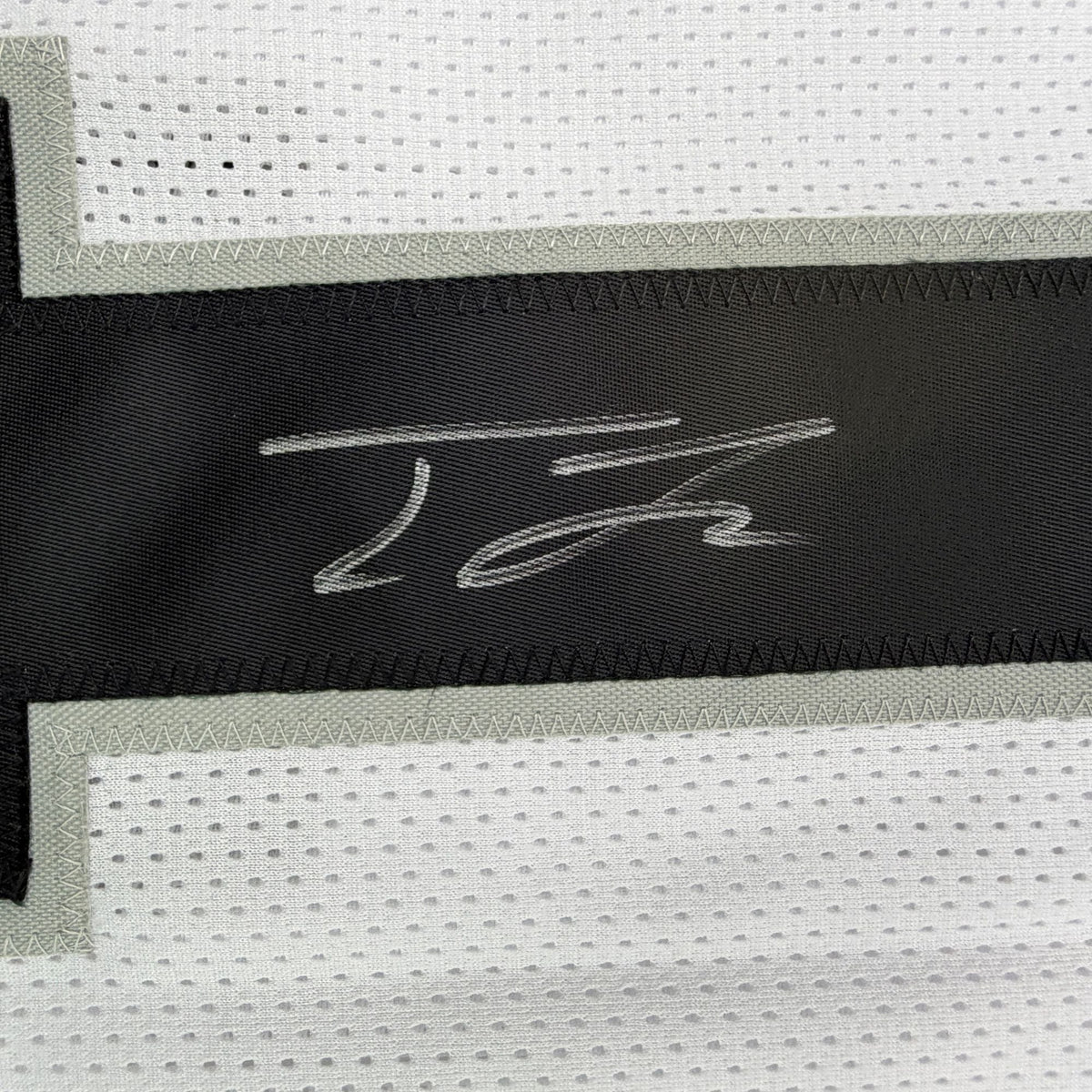 Autographed/Signed Tre Tucker Oakland Las Vegas White Football Jersey Beckett BAS COA