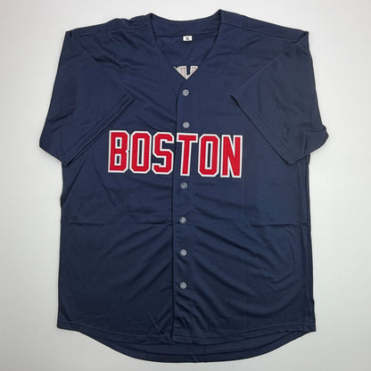 Autographed/Signed Manny Ramirez MBM Boston Blue Baseball Jersey Beckett BAS COA