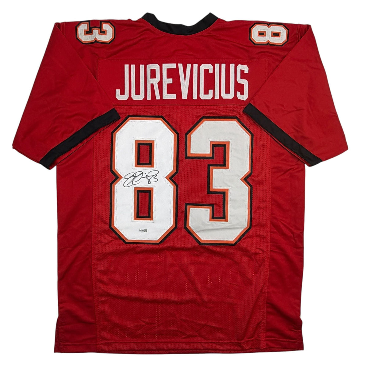 Autographed/Signed Joe Jurevicius Tampa Bay Red Football Jersey JSA COA