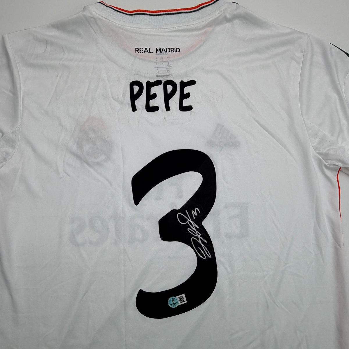 Autographed/Signed Pepe Real Madrid White Soccer Futbol Jersey Beckett BAS COA