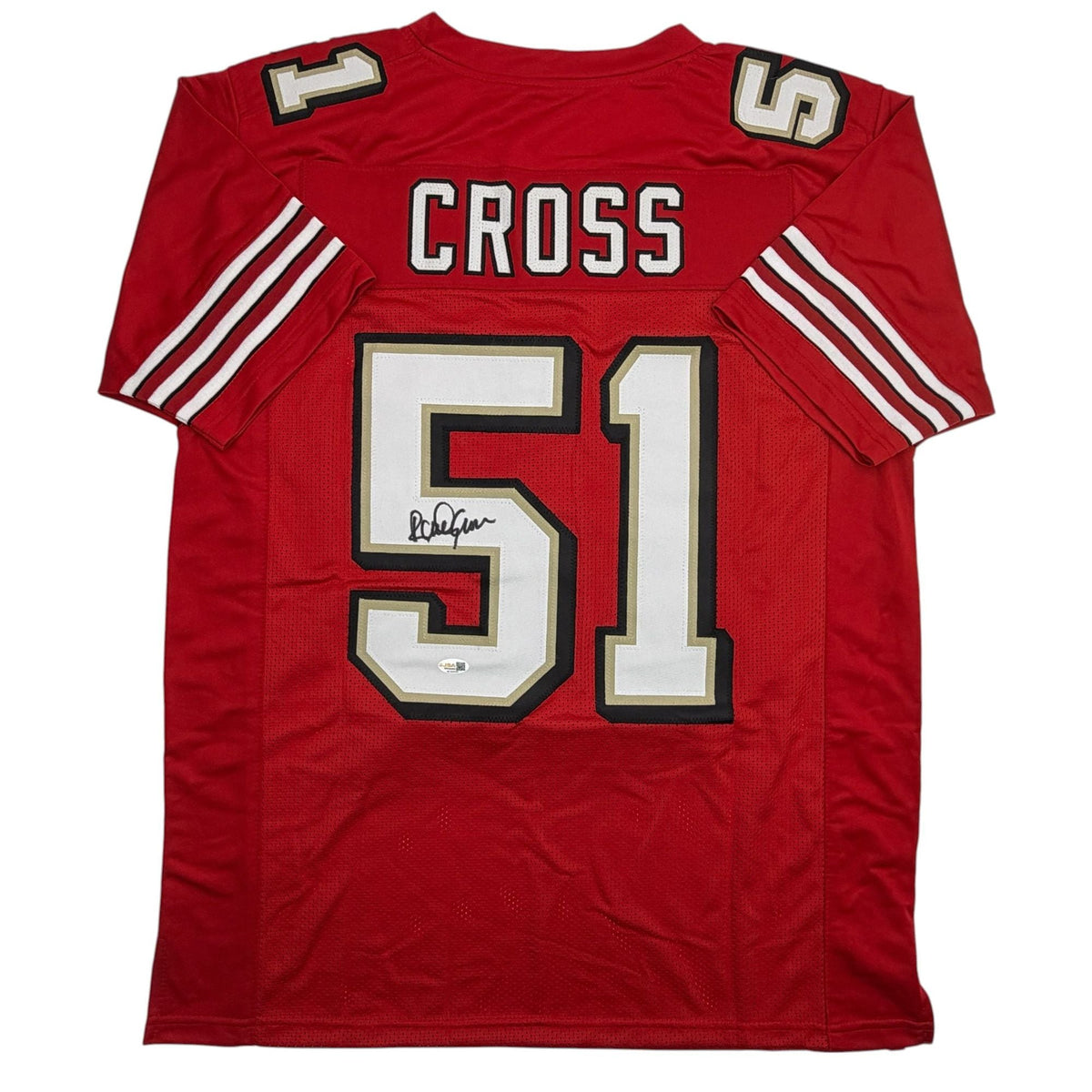 Autographed/Signed Randy Cross San Francisco Red Alternate Football Jersey JSA COA