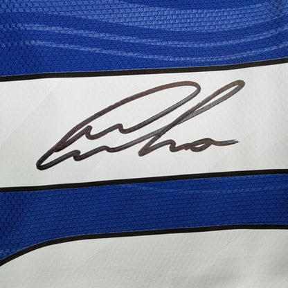 Autographed/Signed Matheus Cunha Manchester United Blue Soccer Futbol Jersey Beckett BAS COA