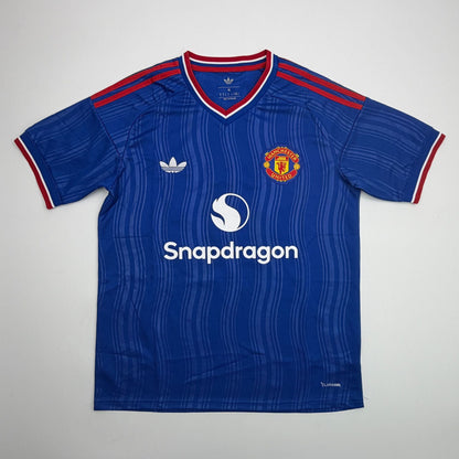 Autographed/Signed Matheus Cunha Manchester United Blue Soccer Futbol Jersey Beckett BAS COA