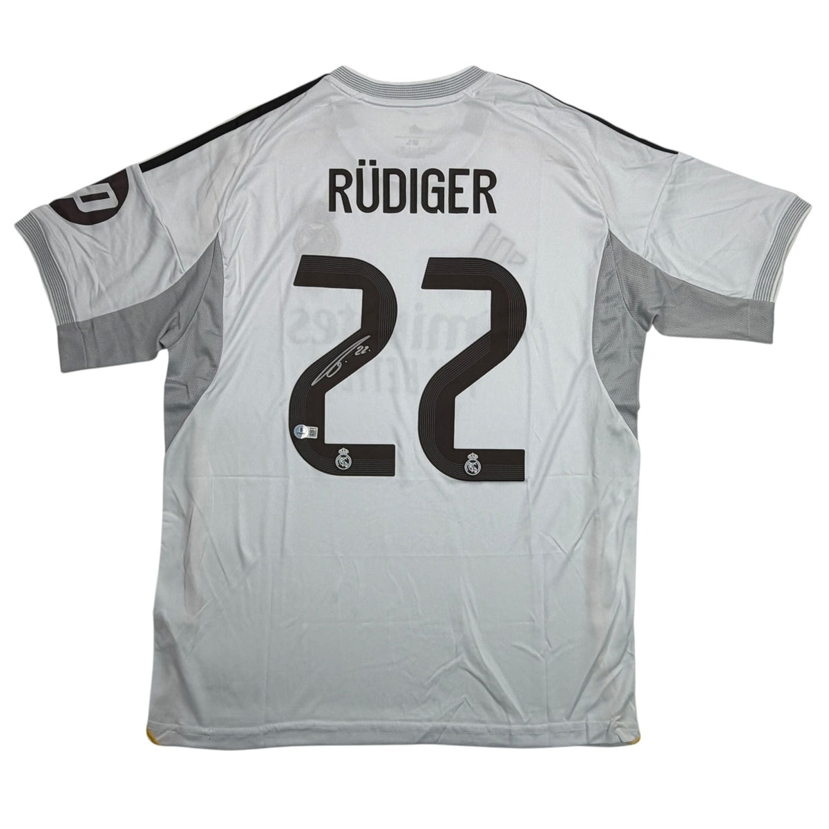 Autographed/Signed Antonio Rudiger Real Madrid White Soccer Futbol Jersey Beckett BAS COA
