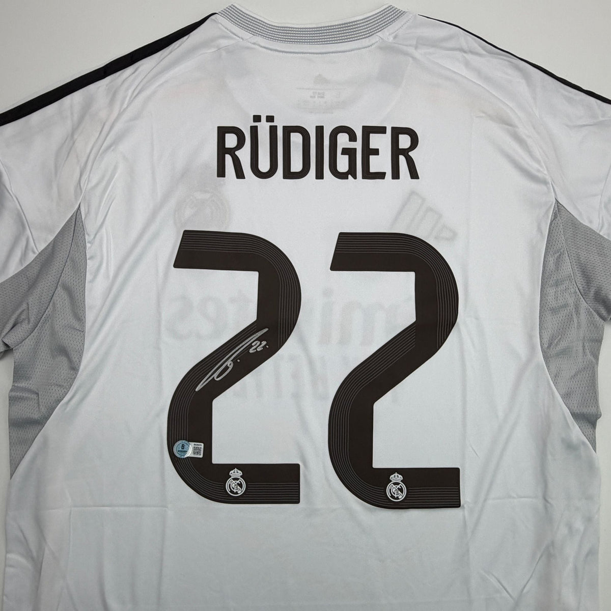 Autographed/Signed Antonio Rudiger Real Madrid White Soccer Futbol Jersey Beckett BAS COA