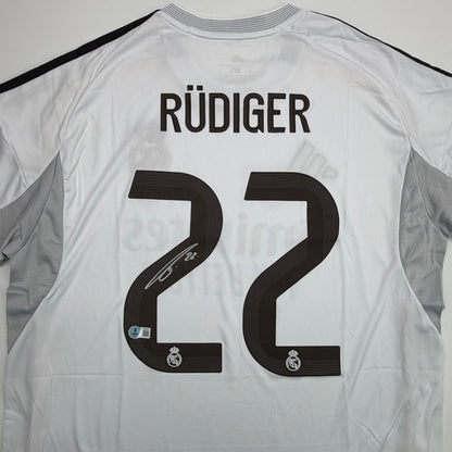 Autographed/Signed Antonio Rudiger Real Madrid White Soccer Futbol Jersey Beckett BAS COA