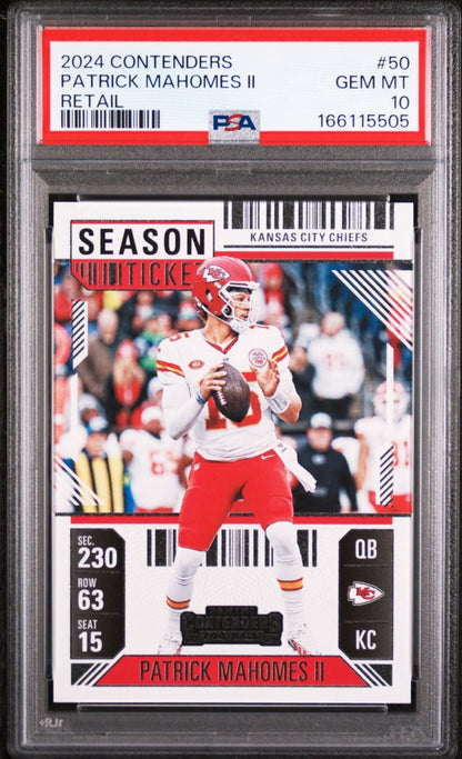 Graded 2024 Panini Contenders Patrick Mahomes II #50 Retail Football Card PSA 10 Gem Mint