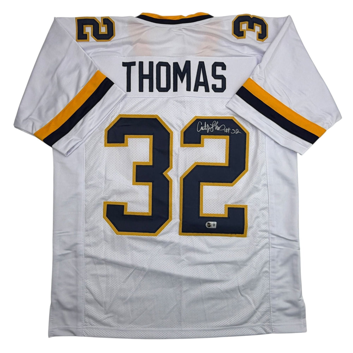 Autographed/Signed Anthony Thomas Michigan White College Football Jersey JSA COA