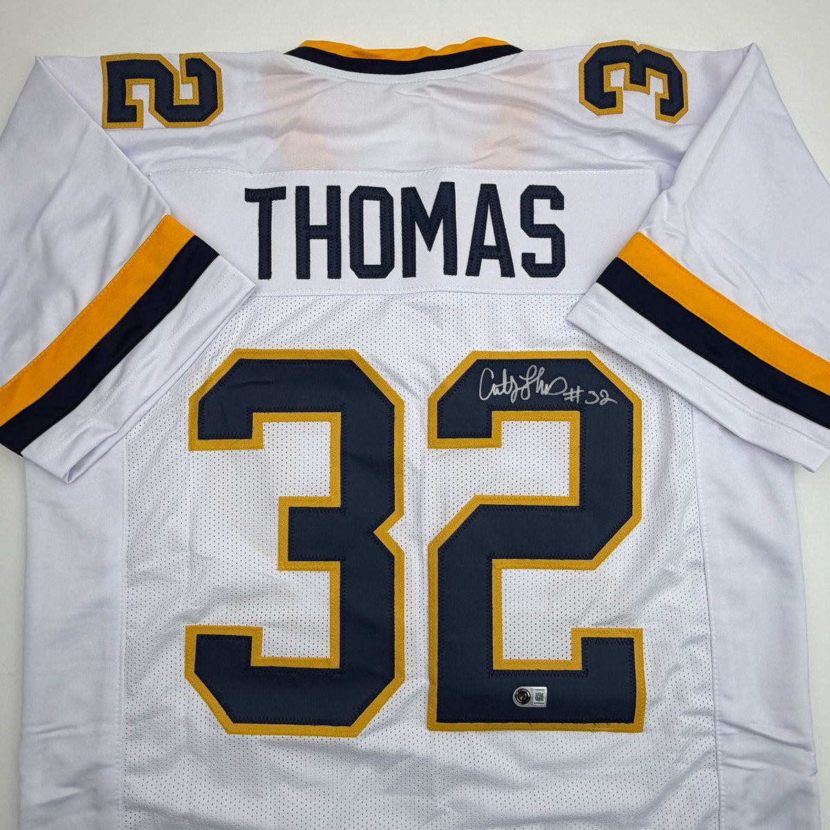 Autographed/Signed Anthony Thomas Michigan White College Football Jersey JSA COA
