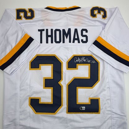 Autographed/Signed Anthony Thomas Michigan White College Football Jersey JSA COA
