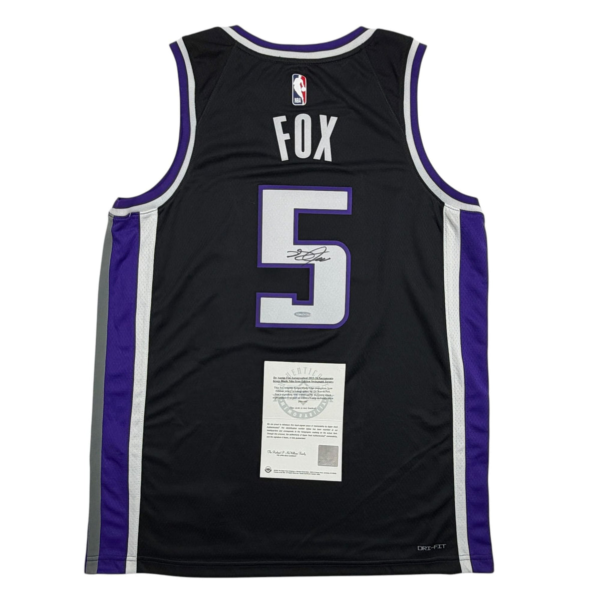 Autographed/Signed De'Aaron Fox Sacramento Kings Authentic Black Basketball Jersey Upper Deck UDA COA
