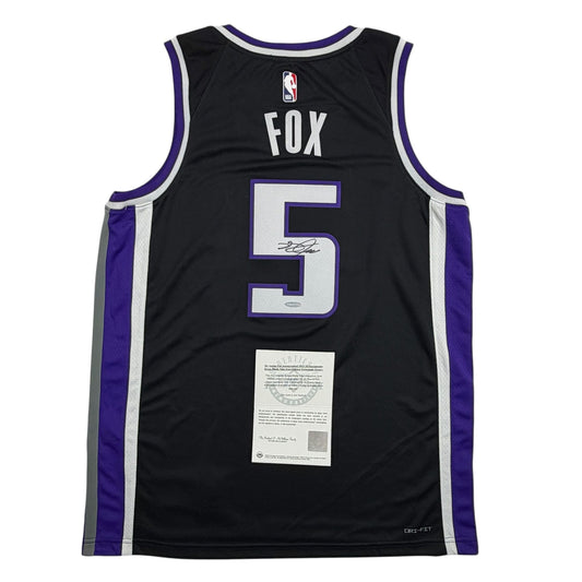 Autographed/Signed De'Aaron Fox Sacramento Kings Authentic Black Basketball Jersey Upper Deck UDA COA