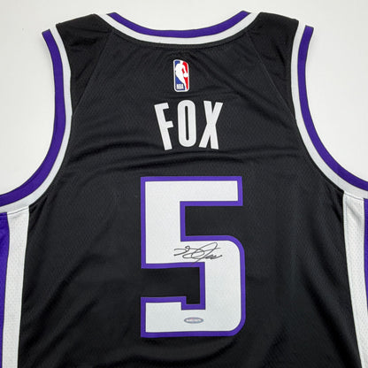 Autographed/Signed De'Aaron Fox Sacramento Kings Authentic Black Basketball Jersey Upper Deck UDA COA