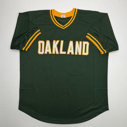 Autographed/Signed Dave Stewart Oakland Green Baseball Jersey JSA COA