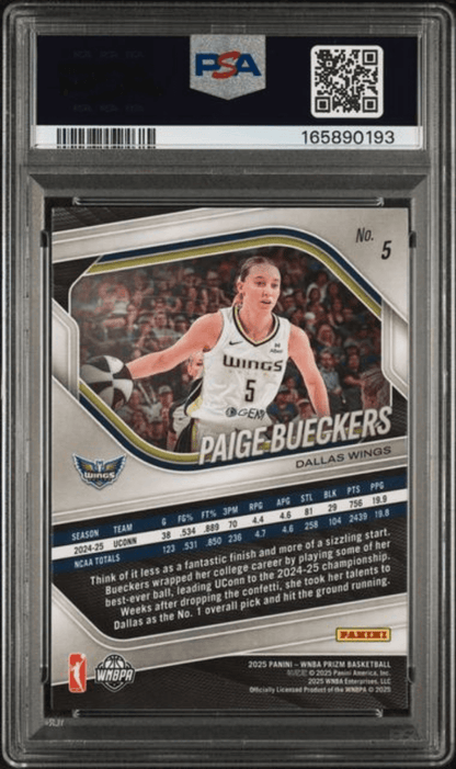 Graded 2025 Panini Prizm WNBA Paige Bueckers #5 Rookie RC Basketball Card PSA 10 Gem Mint