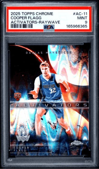 Graded 2025 Topps Chrome Cooper Flagg #AC11 Activators Raywave Rookie RC Basketball Card PSA 9 Mint