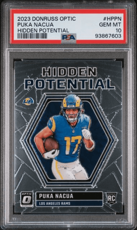 Graded 2023 Panini Donruss Optic Puka Nacua #HPPN Hidden Potential Rookie RC Football Card PSA 10 Gem Mint