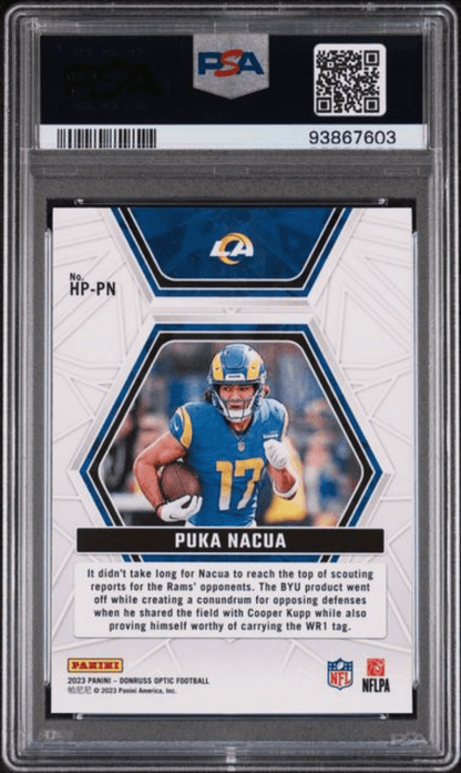 Graded 2023 Panini Donruss Optic Puka Nacua #HPPN Hidden Potential Rookie RC Football Card PSA 10 Gem Mint