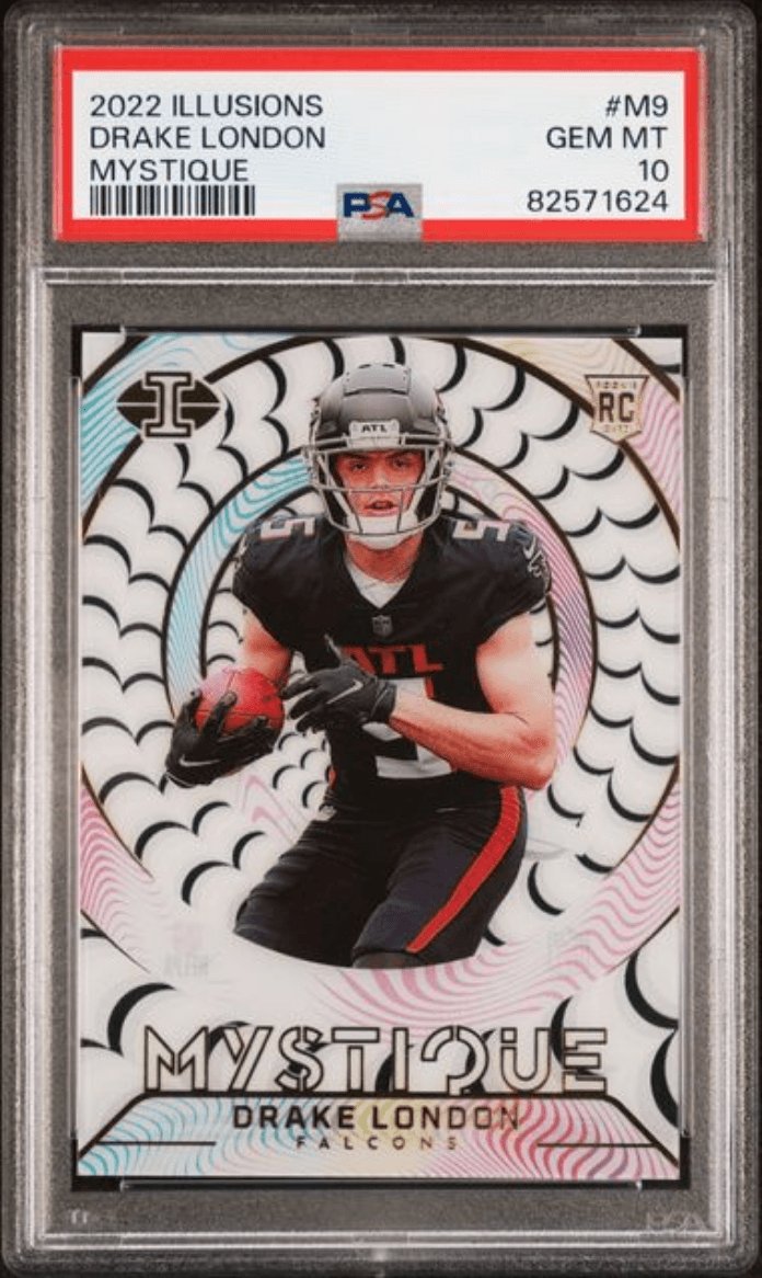 Graded 2022 Panini Illusions Drake London #M9 Mystique Rookie RC Football Card PSA 10 Gem Mint