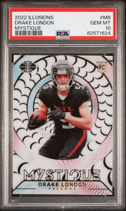 Graded 2022 Panini Illusions Drake London #M9 Mystique Rookie RC Football Card PSA 10 Gem Mint