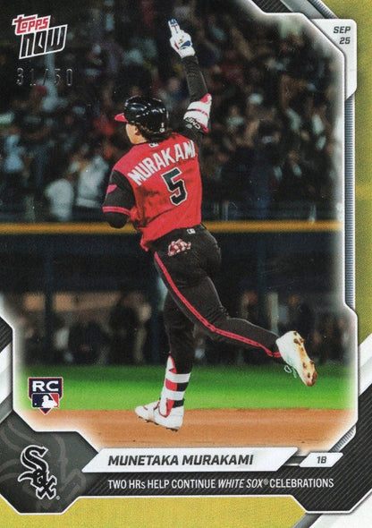 2026 Topps Now Munetaka Murakami #722 Gold Foil /50 Two HRs Help Continue White Sox Celebrations Chicago White Sox Rookie RC Baseball Card
