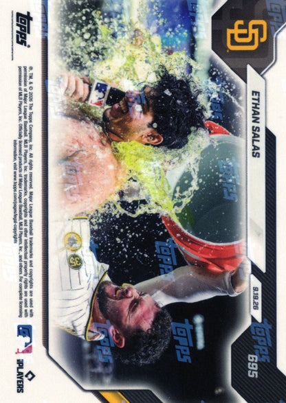 2026 Topps Now Ethan Salas #695 Gold Foil /50 Youngest with Pinch Hit Walk Off in Last 60 Years San Diego Padres Rookie RC Baseball Card