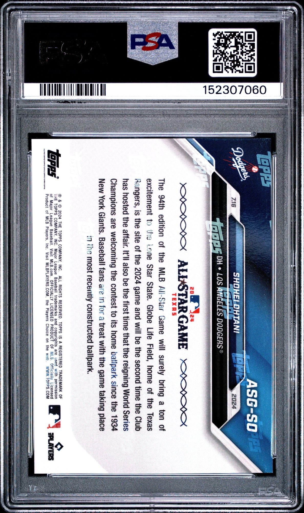 Graded 2024 Topps Now Shohei Ohtani #ASGSO All Star Game Baseball Card PSA 10 Gem Mint