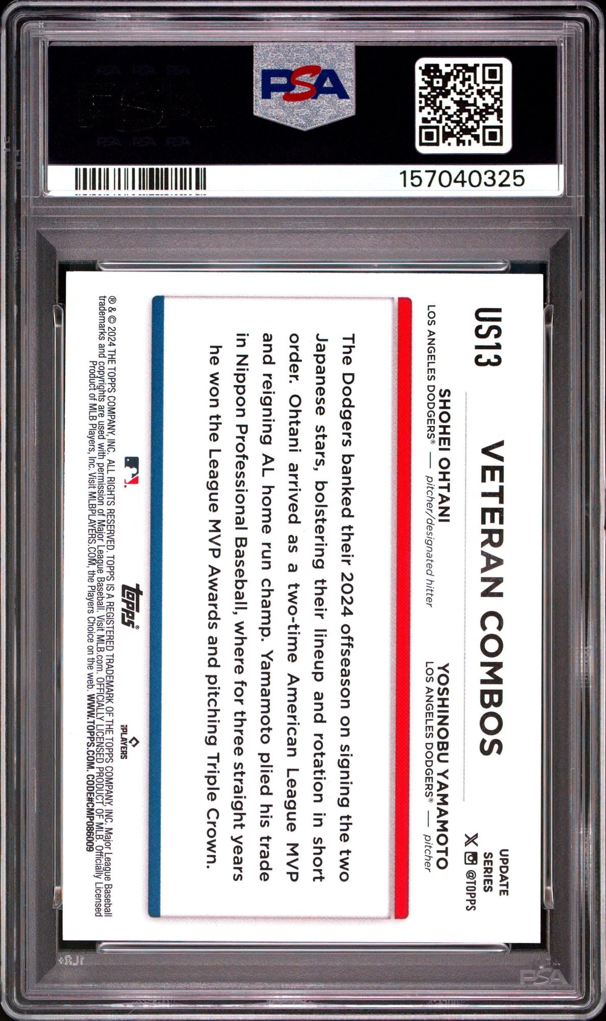 Graded 2024 Topps Update Shohei Ohtani Yoshinobu Yamamoto #US13 Japanese Stars Baseball Card PSA 10 Gem Mint