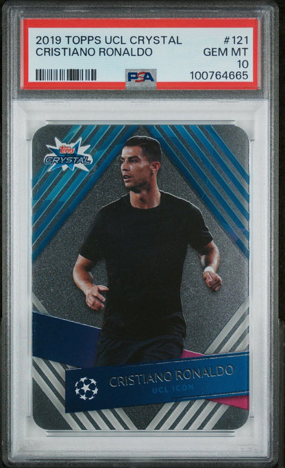 Graded 2019 Topps Crystal UCL Cristiano Ronaldo #121 UEFA Champions League Soccer Card PSA 10 Gem Mint