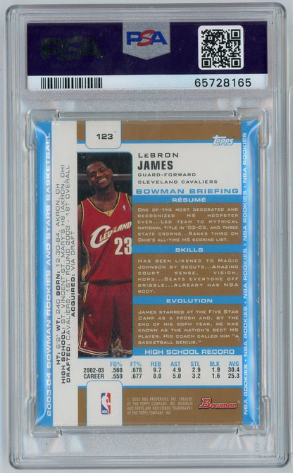 Graded 2003 Bowman Rookies & Stars LeBron James #123 Gold Rookie RC Basketball Card PSA 6 EX-MT