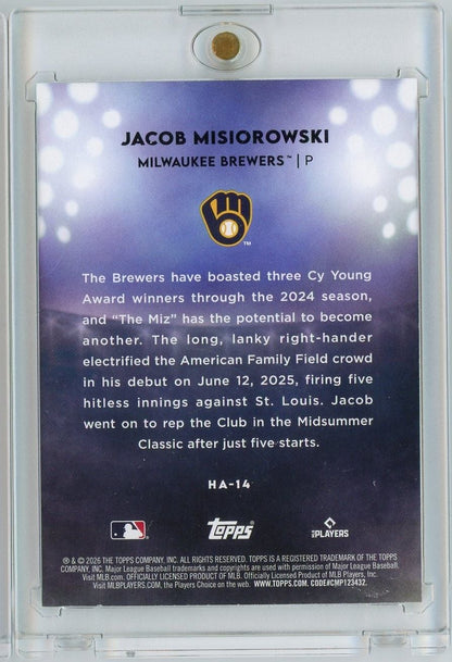 2026 Topps Jacob Misiorowski #HA14 Home Field Advantage Rookie RC Baseball Card