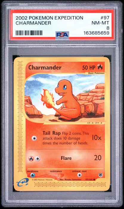 Graded 2002 Pokemon Expedition Charmander #97 Trading Card Game PSA 8 Near Mint