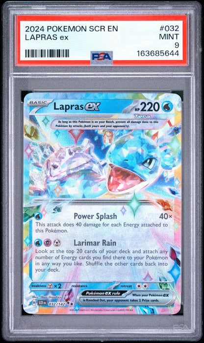Graded 2024 Pokemon EN Lapras ex #032 Stellar Crown Trading Card Game PSA 9 Mint