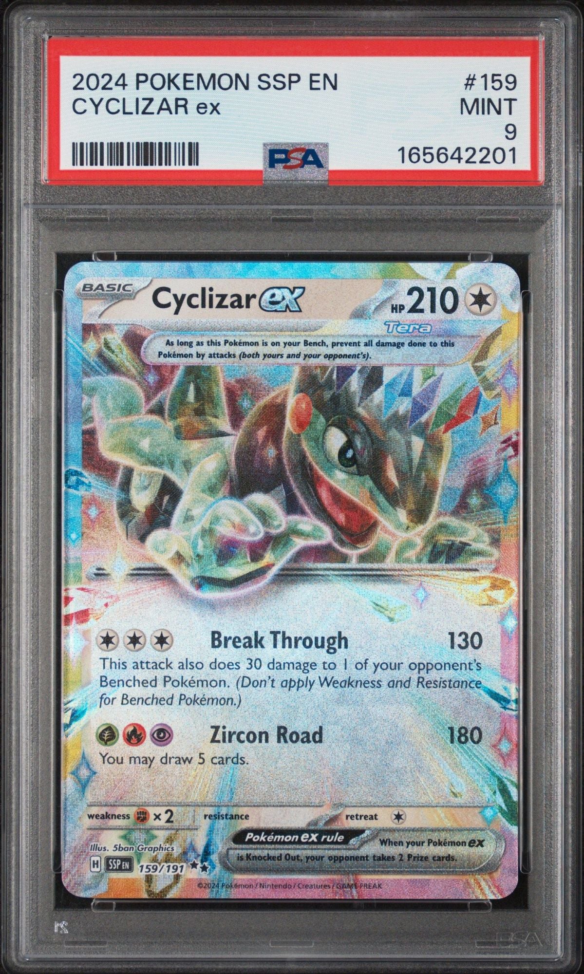 Graded 2024 Pokemon Surging Sparks EN Cyclizar ex #159 Trading Card Game PSA 9 Mint