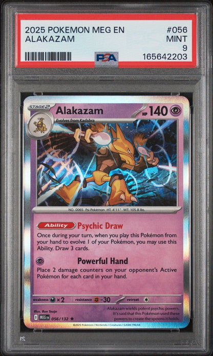 Graded 2025 Pokemon MEG EN Alakazam #056 Trading Card Game PSA 9 Mint
