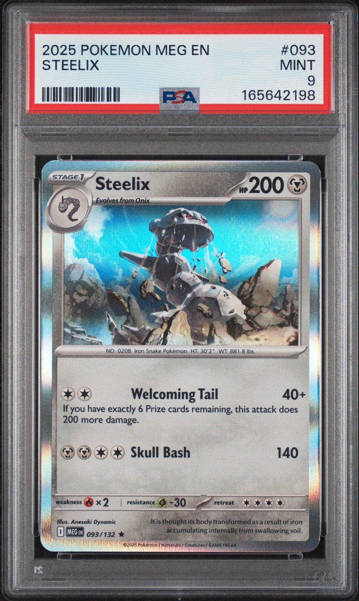 Graded 2025 Pokemon MEG Steelix #093 Trading Card Game PSA 9 Mint