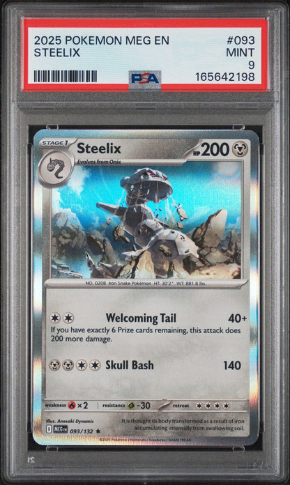 Graded 2025 Pokemon MEG Steelix #093 Trading Card Game PSA 9 Mint