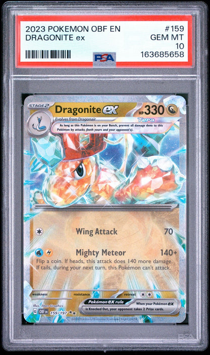 Graded 2023 Pokemon Obsidian Flames Dragonite ex #159 Trading Card Game PSA 10 Gem Mint