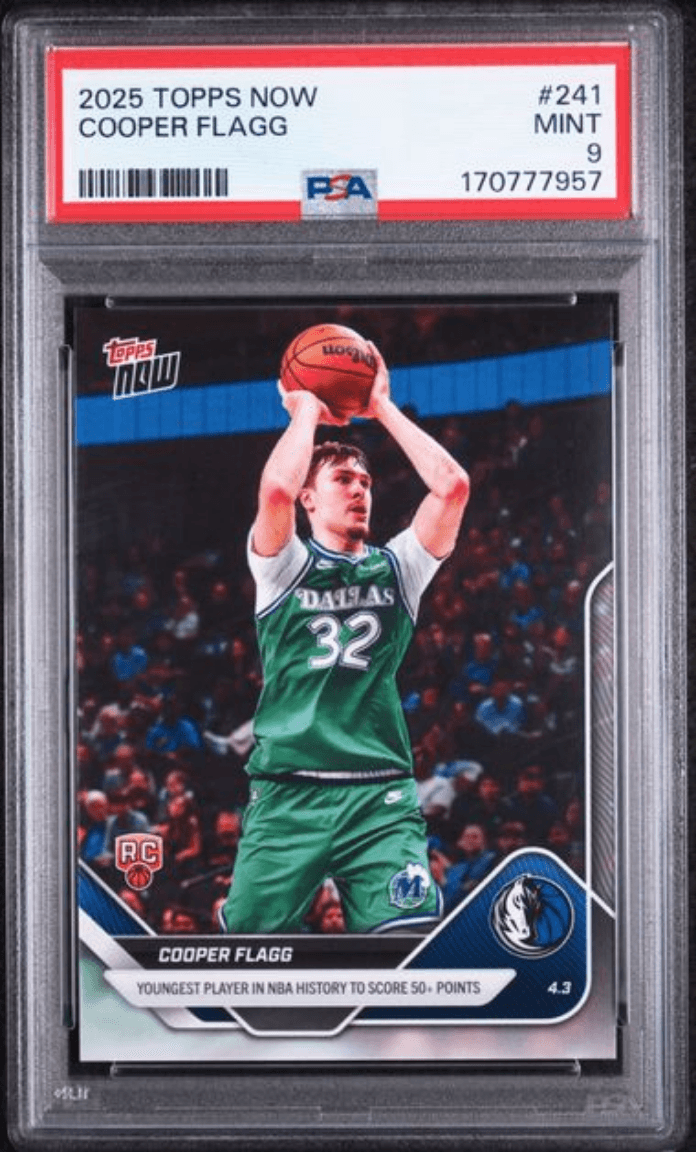 Graded 2025 Topps Now Cooper Flagg #241 Rookie RC Basketball Card PSA 9 Mint